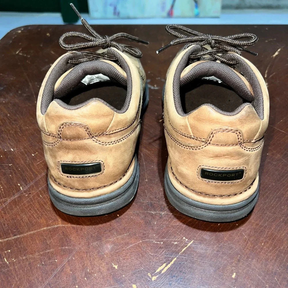 Rockport Mens MWT17 Tan Leather Walking Shoes Oxford Size 10.5 W Wide Brown